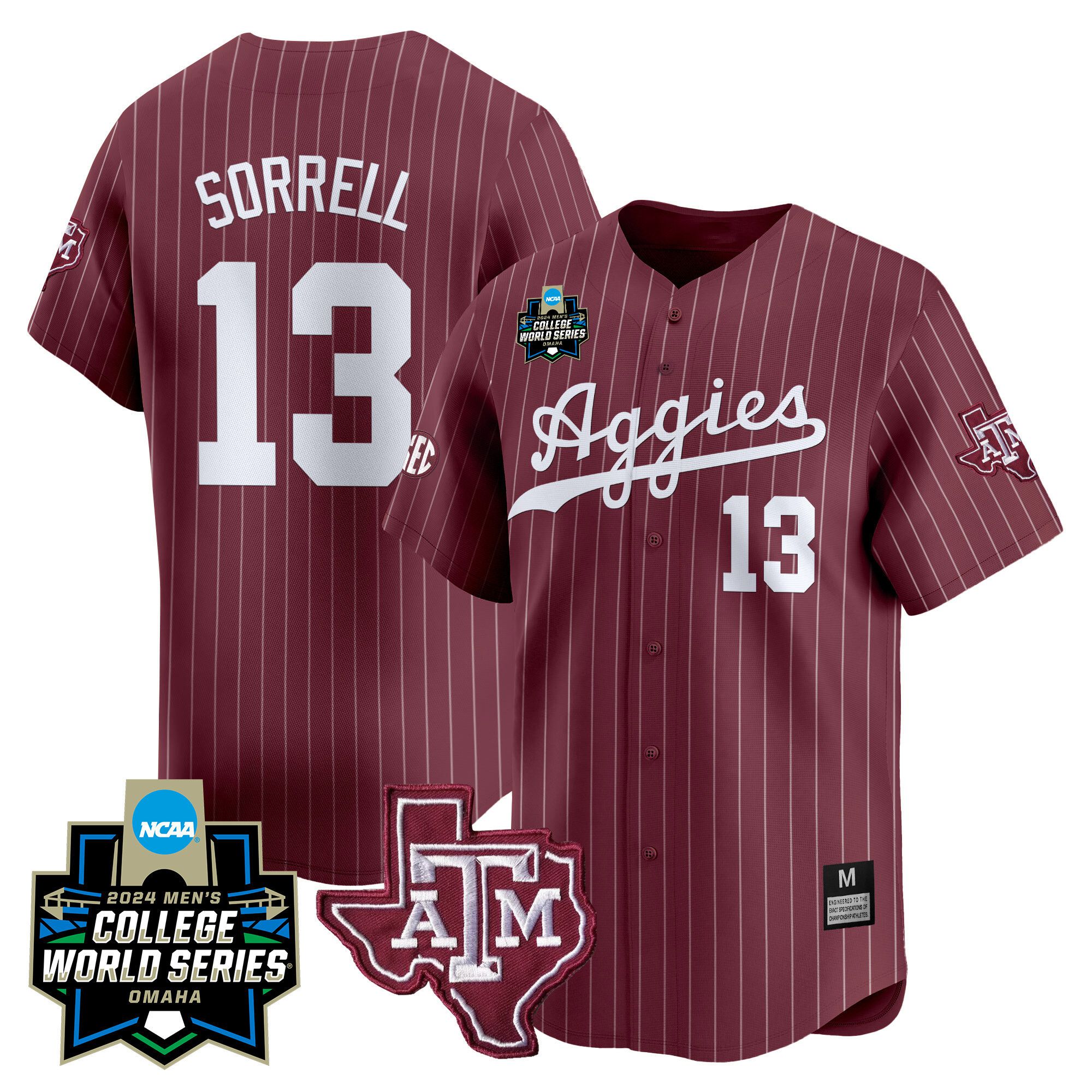 Men Texas A&M Aggies #13 Sorrell Red Stripe 2024 College World Series Vapor Premier Limited NCAA Jersey->indianapolis colts->NFL Jersey